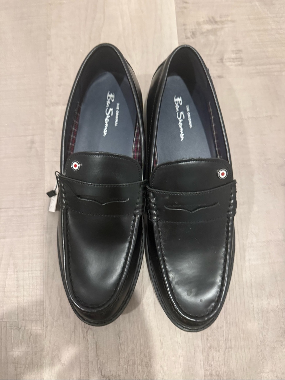 Ben Sherman Black Leather Slip-On Penny Loafers